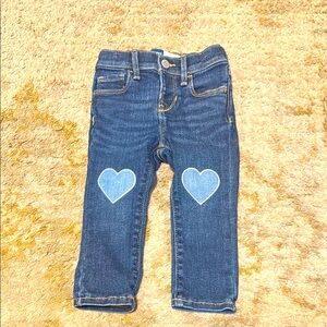NWOT Old Navy Baby Girl Denim Jean Rockstar Leggings w/Heart Knees 18-24 months